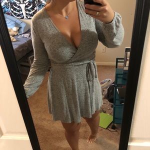 Grey Super Soft Cross Front Dress